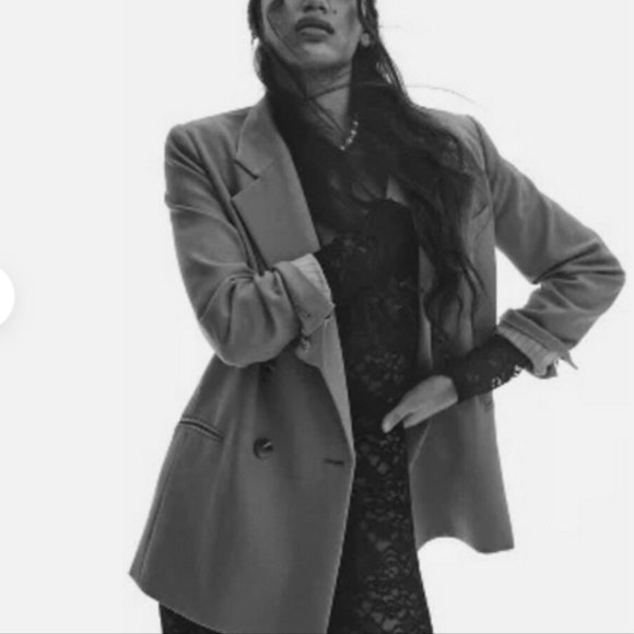 Anthropologie Maeve 8 NWT Double-Breasted Blazer Jacket Coat Beige New - Picture 5 of 11